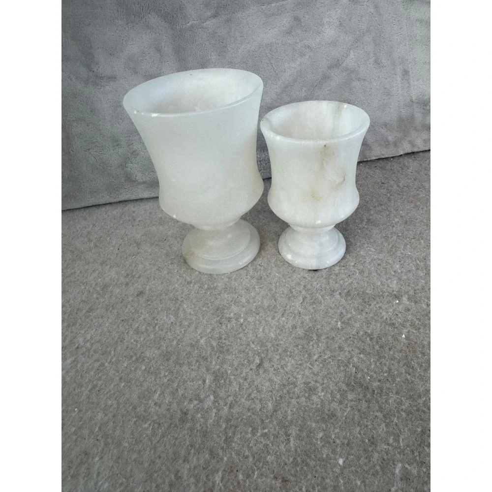 Restoration Hardware Alabaster Tea Light Candle Holders Set of 2 Made in Spain